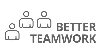 Icons of three people and the words "Better Teamwork"
