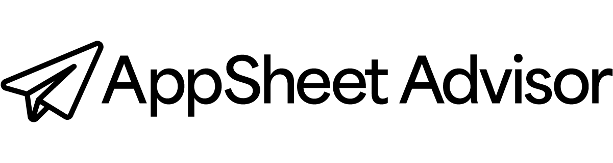 AppSheet Advisor logo featuring a minimalist paper airplane icon to the left of the text ‘AppSheet Advisor’ in a clean, modern sans-serif font.